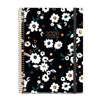 Agenda Semanal A5 2026 Espiral Miquelrius Plus Natura Noir Garden com Elástico - 1