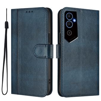 Capa FOXDOCK para Tecno Pova Neo 2 | Estilo Vintage | TPU com Textura de Pele Antiderrapante | Compartimentos para Cartões e Suporte | Azul - 1