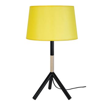 Candeeiro de Mesa Tosel Trident B | 30 cm | 1 Luzes - Madeira Natural e amarela - 1