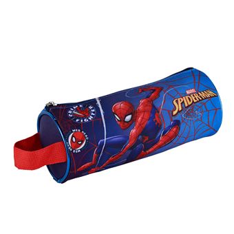Estojo Redondo DAM Spiderman | Interior Totalmente Forrado e Personalizado | 22x8x8 cm | Azul - 1