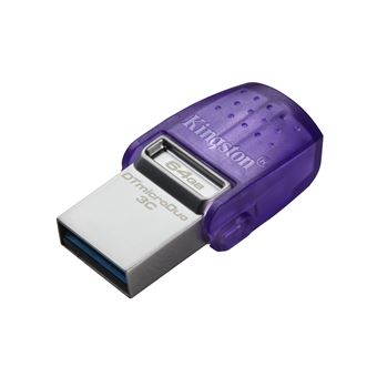Unidade de Memória Usb Kingston Technology DataTraveler microDuo 3C | Roxo, Aço inoxidável - 1