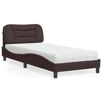 Cama com colchão vidaXL | 90x200 cm | tecido castanho-escuro - 1