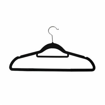 Cabides Antiderrapantes Slim para Roupa GLOBALMIX GH304 | Revestido em veludo preto | 42cm | Pack 10 Unidades - 1