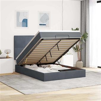 Estrutura de cama otomana com colchões vidaXL | 140x200 cm | cinzento escuro - 1
