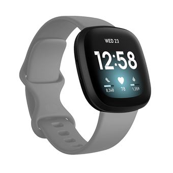 Bracelete de Silicone HSMY Simples para Fitbit Versa 3 / Sense - Cinza -Tamanho L - 1