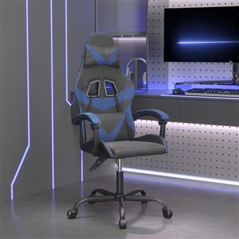 Cadeira gaming giratória vidaXL | Couro artificial preto e azul - 1