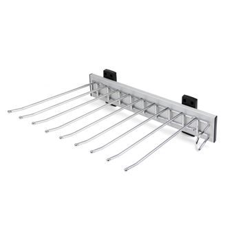 Porta-Calças Emuca Self de Montagem Lateral para Roupeiro | Montagem Direita | Aço E Plástico | Cromado - 1