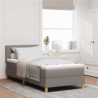 Cama Box com Colchão vidaXL | Cinzento-acastanhado | 100 x 200 cm | tecido - 1