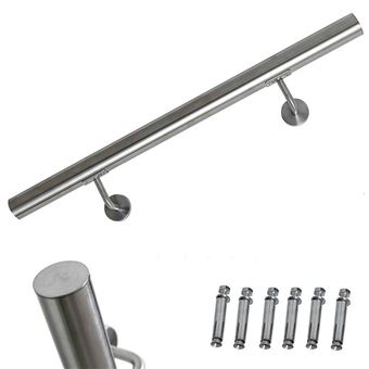 Corrimão de Escada Bc-elec HM004-160 | Aço Inoxidável | 160 cm | Diâmetro 42 mm | Interior e Exterior - Cinzento - 1
