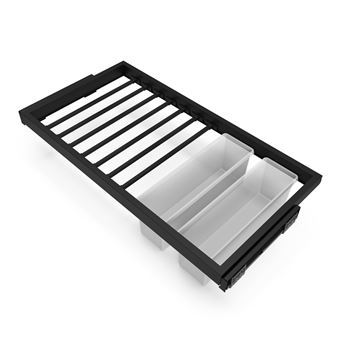 Kit de porta-calças Emuca Hack para roupeiros | Preto texturado | Plástico e Alumínio - 1