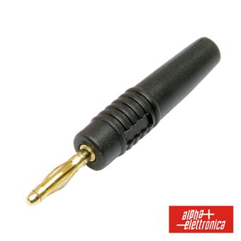 Ficha Banana Alpha-Elettronica 2Mm Macho Preto Dourada - 1
