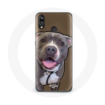 Capa Maniacase para Huawei P20 Lite Cão Pit Bull Branco Cinzento - 1