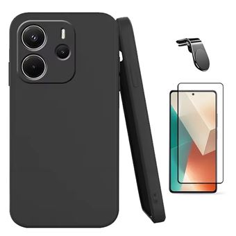 Kit Película de Vidro Temperado Gorilasglass + Capa Proteção Silicone + Suporte Magnético L GIFT4ME para Xiaomi Redmi Note 14 5G | Preto - 1