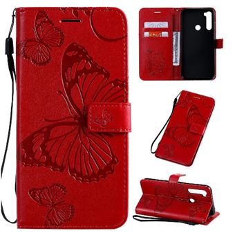 Capa ZURSANA para Xiaomi Redmi Note 8T | Tipo Borboleta em Pele PU | Porta-Cartões Magnético | Vermelho - 1