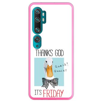 Capa Hapdey para Xiaomi Mi Note 10 - Note 10 Pro - CC9 Pro | Silicone Flexível em TPU | Design O pato, graças a Deus é sexta-feira - Rosa
