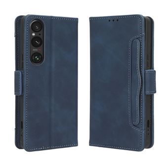 Capa FOXDOCK Protetora para Sony Xperia 1 V | Suporte e Flip de couro PU | À Prova de Choque | Azul - 1