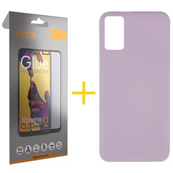 Conjunto Accetel 1 x Película de Vidro Full + Capa para Samsung Galaxy A71 4G | Silicone Líquido - Roxo - 1