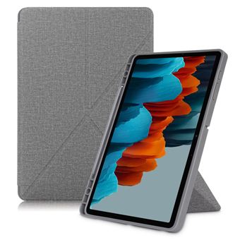 Capa Magunivers PU Opção acordar / dormir com porta-origami e porta-canetas cinza para Samsung Galaxy Tab S7 Plus T970 T975 - 1