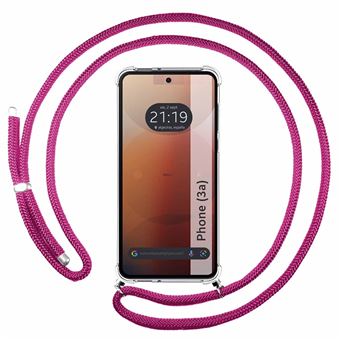 Capa Tumundosmartphone Transparente para Nothing Phone 3a 5G com fio rosa fúcsia - 1