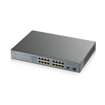 comutador de rede Zyxel GS1300-18HP-EU0101F Não-gerido Gigabit Ethernet (10/100/1000) Cinzento Apoio Power over Ethernet (PoE)