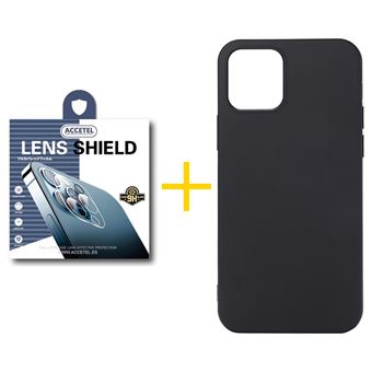Pack 1 x Película de Câmara + Capa Accetel para Apple iPhone 13 Pro Max Silicone Líquido Preto - 1