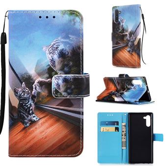 Capa Magunivers PU + TPU Impressão Padrão com Apoio Pequeno Gato e Tigre para Samsung Galaxy Note 10/Note 10 5G