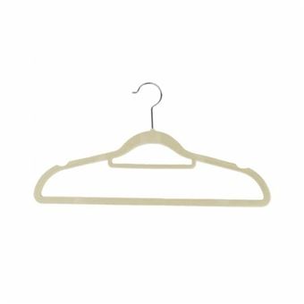 Cabides Antiderrapantes Slim para Roupa GLOBALMIX GH305 | Revestido em veludo bege | 42cm | Pack 10 Unidades - 1