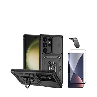 Kit Phonecare Película de Vidro Temperado Curved + Capa Magnetic Military Defender Slide Window Anti-Impacto + Suporte Magnético L Safe Driving Carro para Samsung Galaxy S24 Ultra 5G | Preto - 1