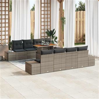 Conjunto de Jantar para Jardim vidaXL | 9 Peças | Cinza e Castanho - 1