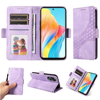 Capa FLOODKING para OPPO A58 4G | Design Acolchoado | Couro PU Premium | Roxo - 1