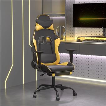 Cadeira de gaming de massagens vidaXL com apoio de pés | couro artificial | Ouro/Preto - 1