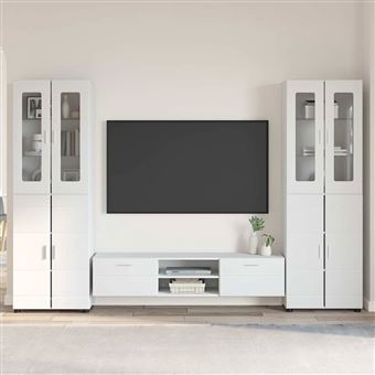 Conjunto de Móvel de TV com gaveta vidaXL FLORIN | Branco Brilhante - 1