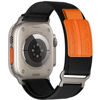 Bracelete tecido Trail adventurer Antiimpacto para Apple Watch Series 10 46mm | Preto e Laranja - 1
