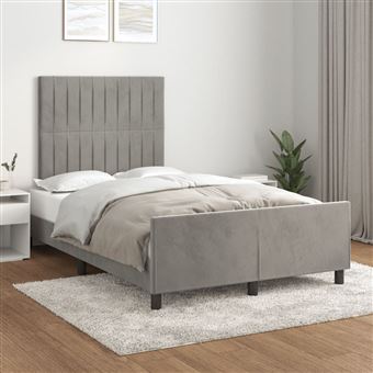 Estrutura de cama com cabeceira vidaXL | 120x200 cm | veludo cinzento-claro - 1