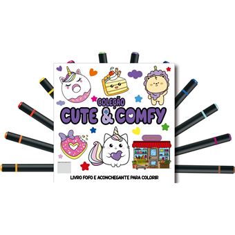 Cute & Comfy Coloring Book For Adults Edição 3 - Bold Easy - Livro De Colorir Adulto + 12 Canetas - 1