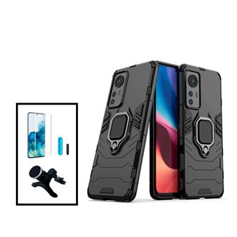Kit Phonecare Película de Vidro Nano Curved UV + Capa 3X1 Military Defender + Suporte Magnético de Carro Reforçado para Xiaomi 12 - Preto - 1