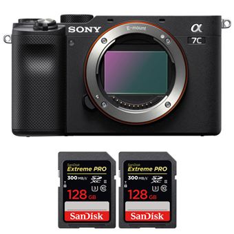 Câmara Sony Alpha a7C Corpo Preto + 2 SanDisk 128GB Extreme PRO UHS-II SDXC 300 MB/s - Preto - 1