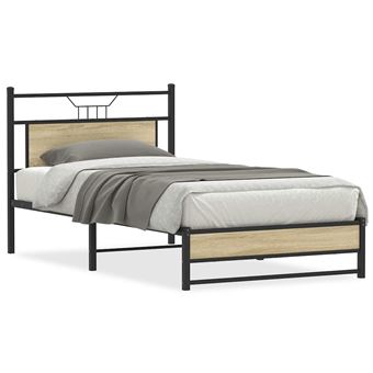 Estrutura de cama sem colchão vidaXL | derivados de madeira carvalho sonoma - 1