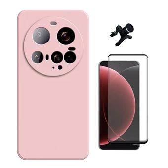 Kit Vidro Curved + Capa Silicone Líquido + Suporte Reforçado Phonecare para Xiaomi 15 Ultra | Rosa - 1