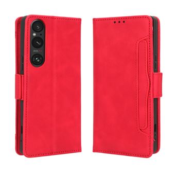 Capa FOXDOCK Protetora para Sony Xperia 1 V | Suporte e Flip de couro PU | À Prova de Choque | Vermelho - 1