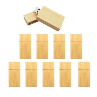 Pen Drive F+ | 10 Unidades | Madeira Clara com Gravação de Logótipo Personalizável - 1