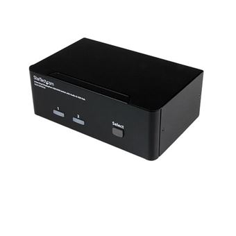 Chaveador Kvm StarTech.com Interruptor KVM USB Dual DisplayPort 2 Portas com Áudio e Plataforma USB 2.0 | Preto - 1