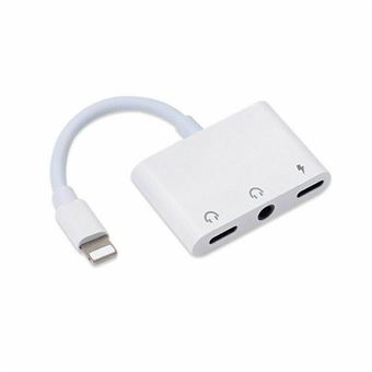 Adaptador de Audio para iPhone Zikko F2DC3.5 | 3 em 1 | Lightning  Duplo | Cabo Jack 3,5 mm - Branco - 1