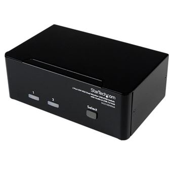 Chaveador Kvm StarTech.com Partilhe um teclado e rato, bem como 1 VGA e 1 DVI ecrãs/monitores entre 2 computadores 2 multimédia | Preto - 1