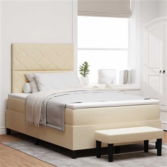 Cama Box com Colchão com Cabeceira vidaXL | Creme 120 x 190 cm | tecido - 1