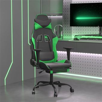 Cadeira de gaming de massagens vidaXL com apoio de pés | couro artificial | preto/verde - 1
