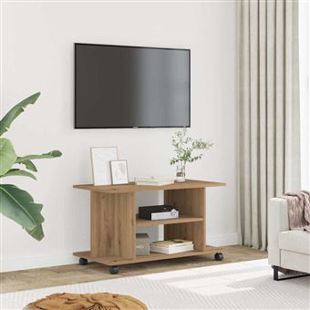 Móvel TV com rodas vidaXL | 80x40x45cm | derivados madeira carvalho artisiano - 1