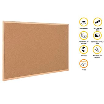 Quadro de Cortiça BI-OFFICE | Dupla Face | Caixilho Madeira | 600x400 - 1