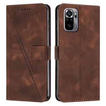 Capa FOXDOCK para Xiaomi Redmi Note 10 4G/10S | Pele | Flip | 3 Compartimentos para Cartões | Castanho - 1