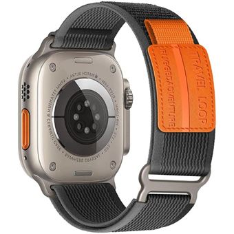 Bracelete tecido Trail adventurer Antiimpacto para Apple Watch Series 10 42mm | Cinzento e Laranja - 1